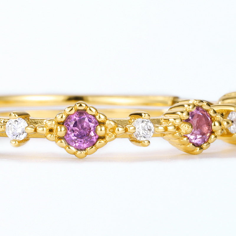 Amethyst Row Adjustable Ring