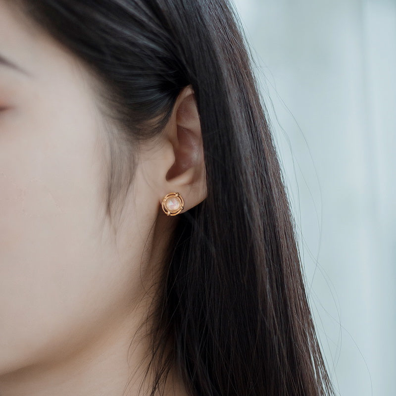 Rose Quartz Satellite Stud Earrings