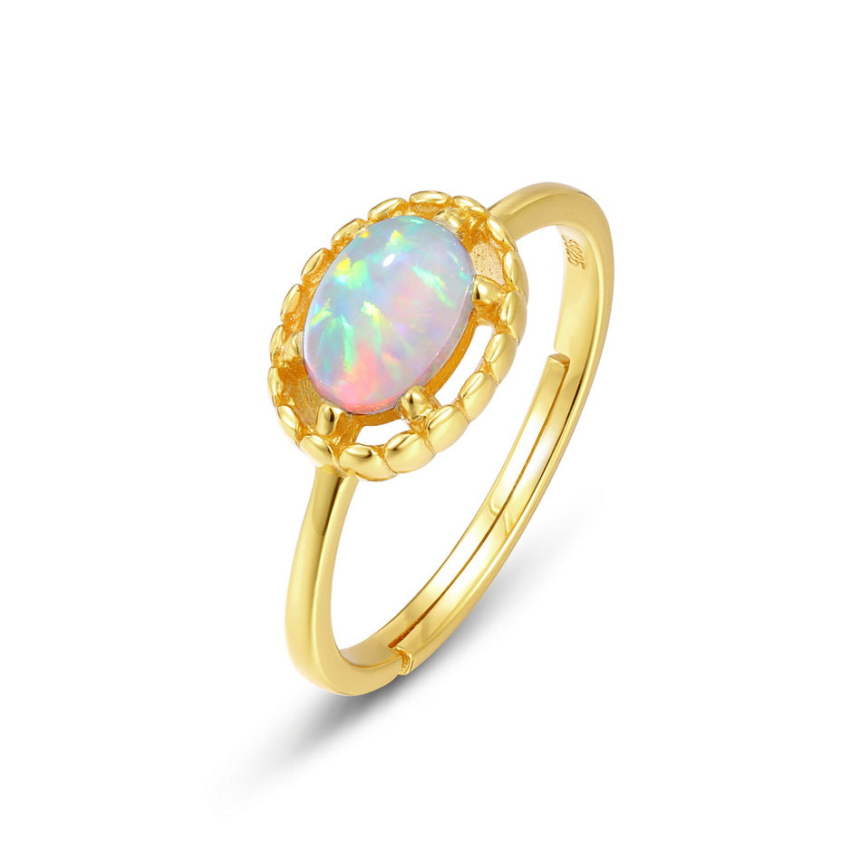 Opal Oval Cut Adjustable Ring