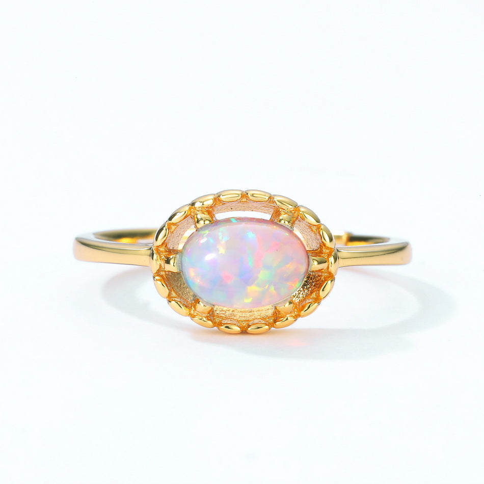 Opal Oval Cut Adjustable Ring