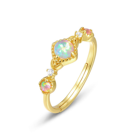 Opal Dainty Row Adjustable Ring