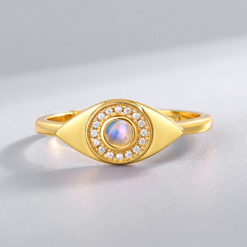 Opal Evil Eye Adjustable Ring