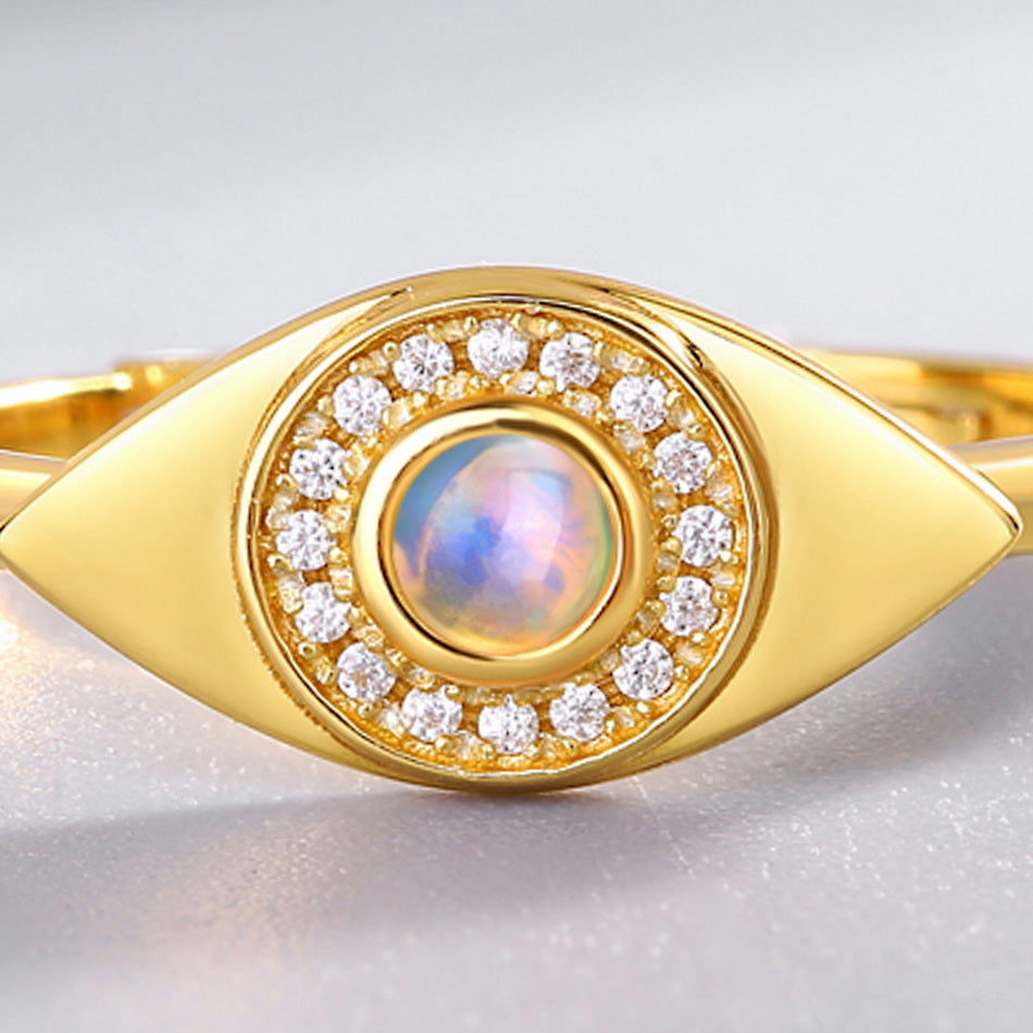 Opal Evil Eye Adjustable Ring