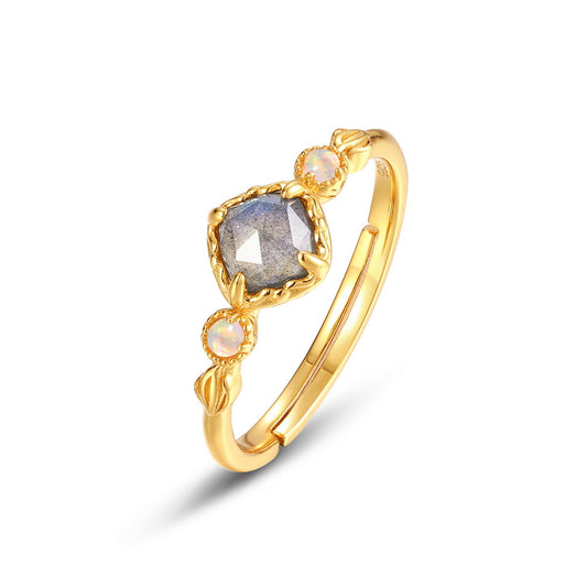 Labradorite Dainty Vintage Style Adjustable Ring