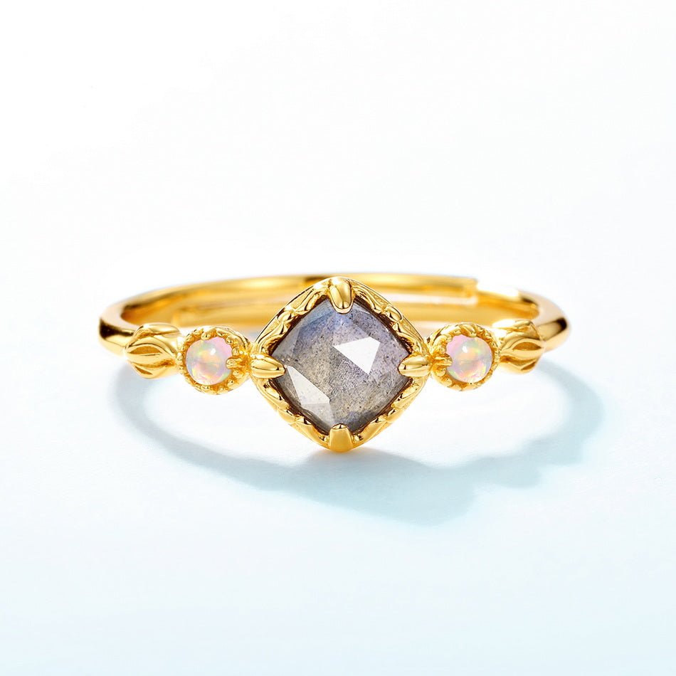 Labradorite Dainty Vintage Style Adjustable Ring