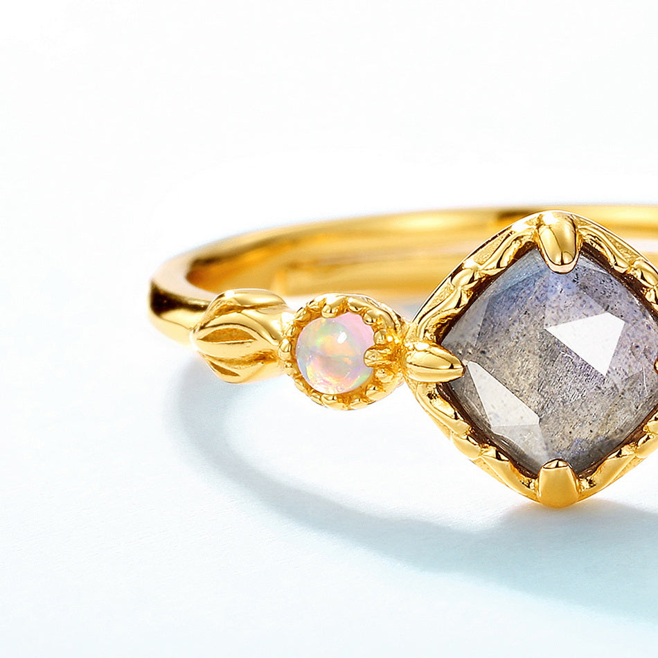 Labradorite Dainty Vintage Style Adjustable Ring