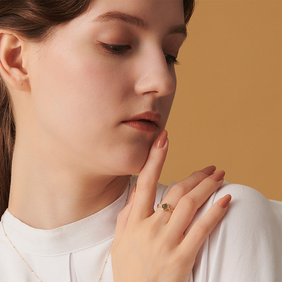 Labradorite Dainty Vintage Style Adjustable Ring