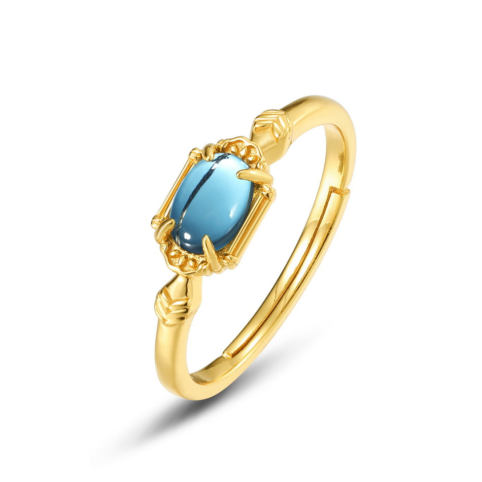 Blue Topaz Vintage Style Adjustable Ring