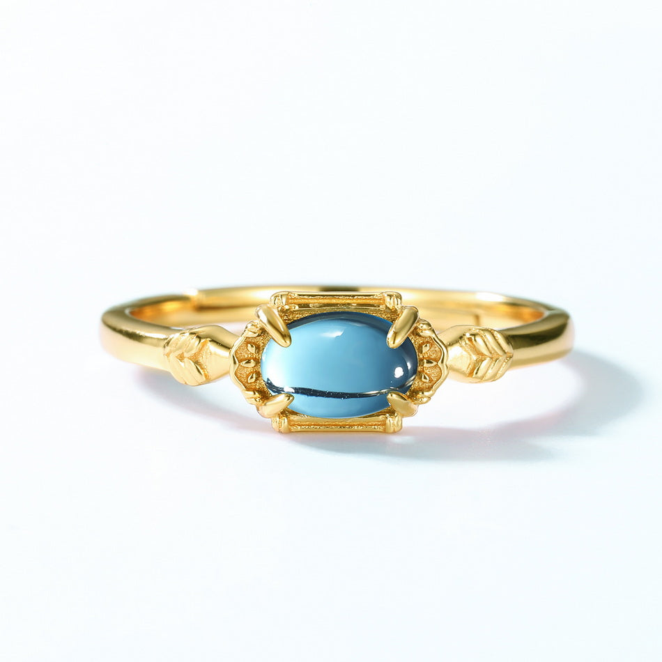 Blue Topaz Vintage Style Adjustable Ring