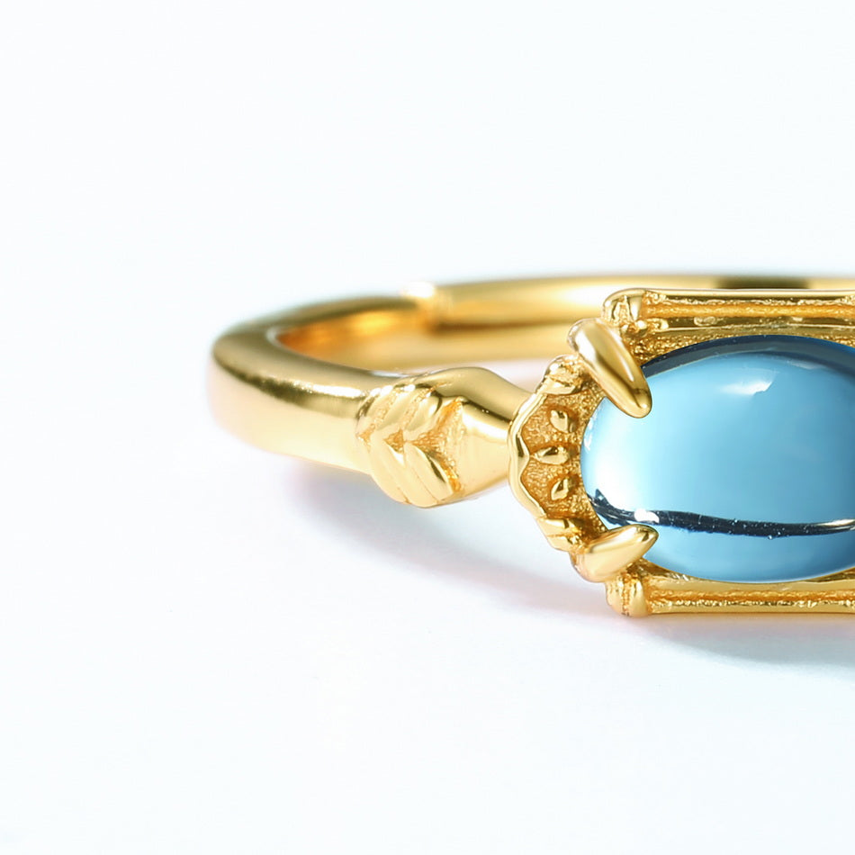 Blue Topaz Vintage Style Adjustable Ring