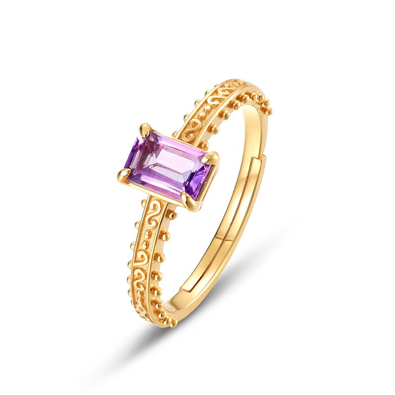 Amethyst Emerald Cut Ring