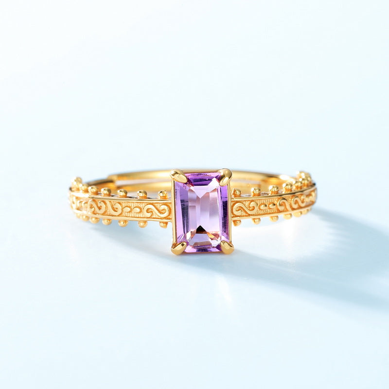 Amethyst Emerald Cut Ring