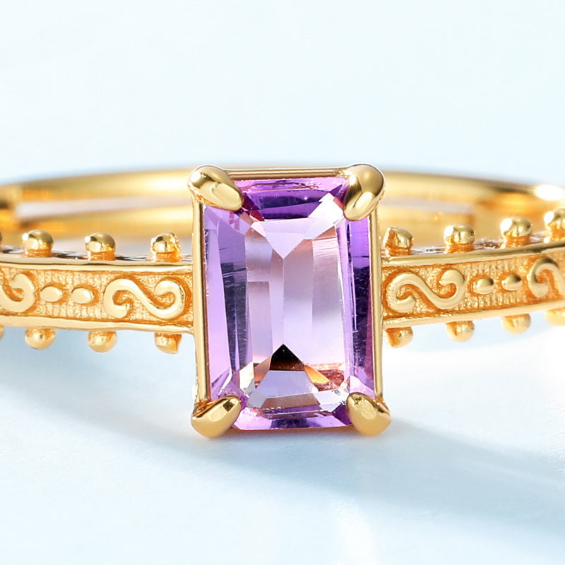 Amethyst Emerald Cut Ring