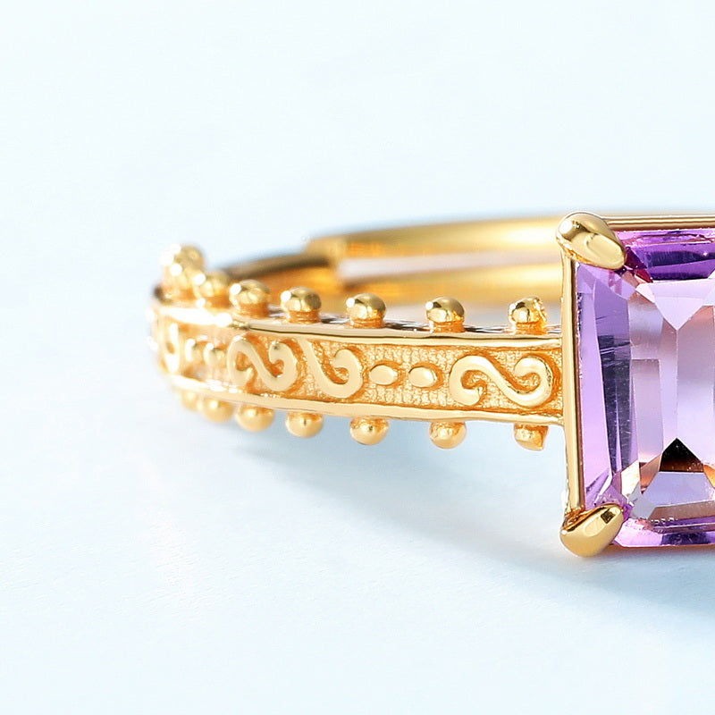 Amethyst Emerald Cut Ring