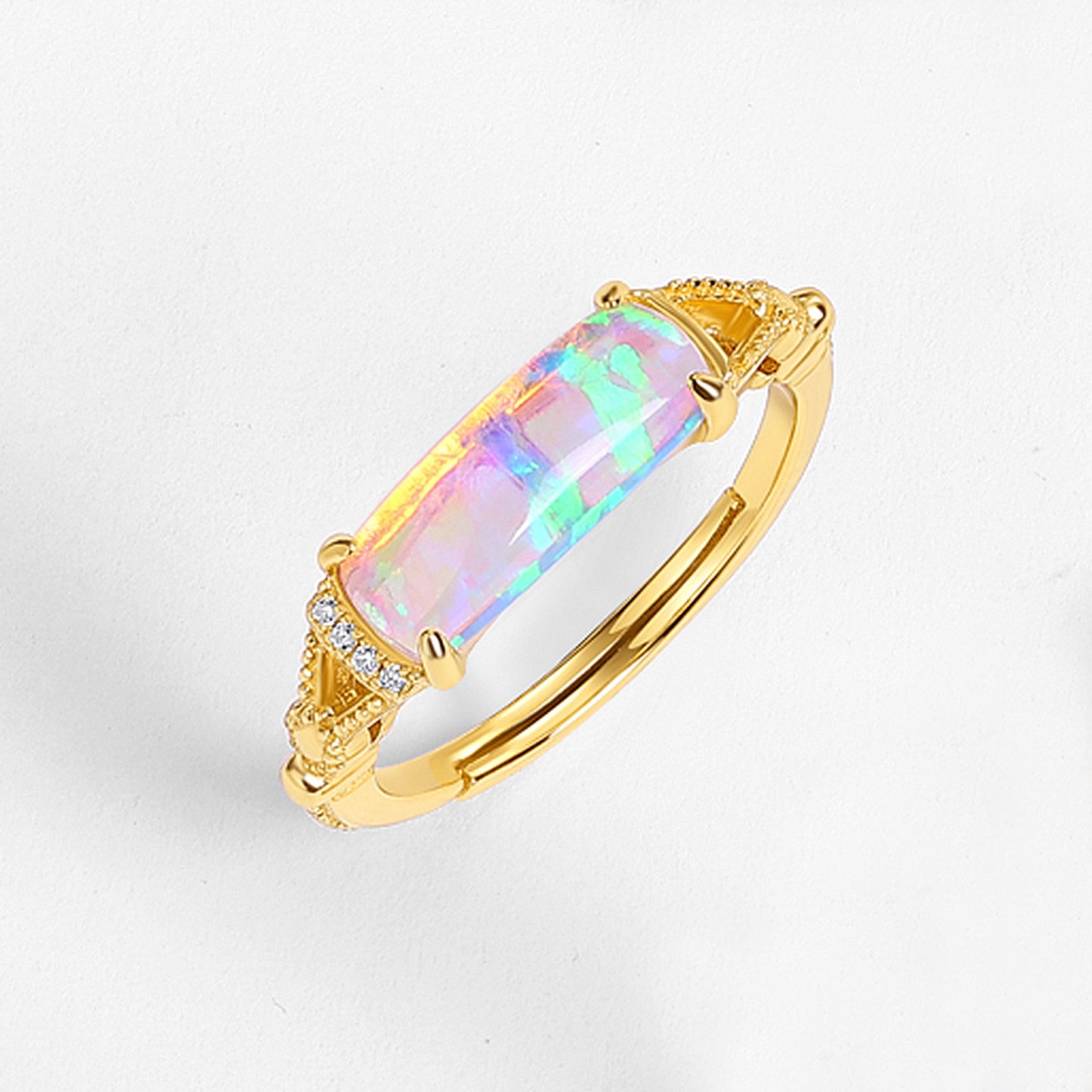 Opal Band Vintage Style Adjustable Ring