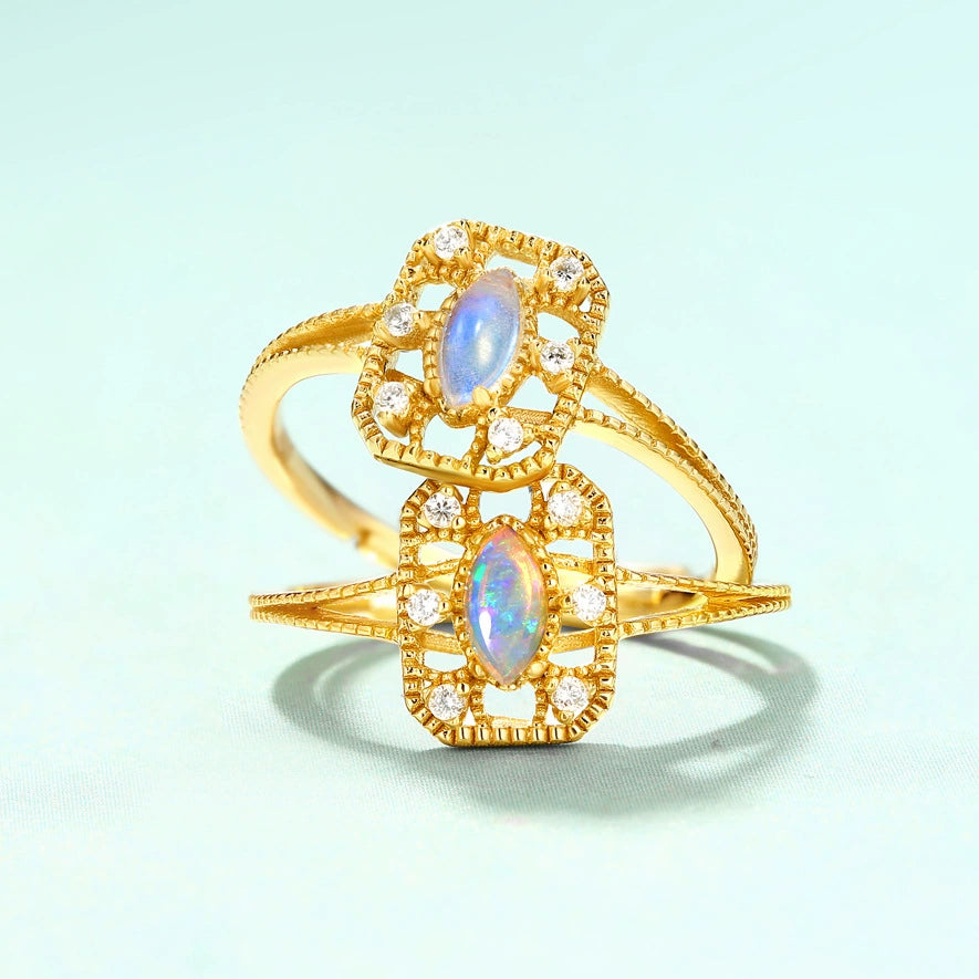 Crystal Vintage Style Adjustable Ring