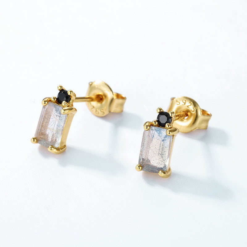 Labradorite Dainty Radiant Stud Earrings