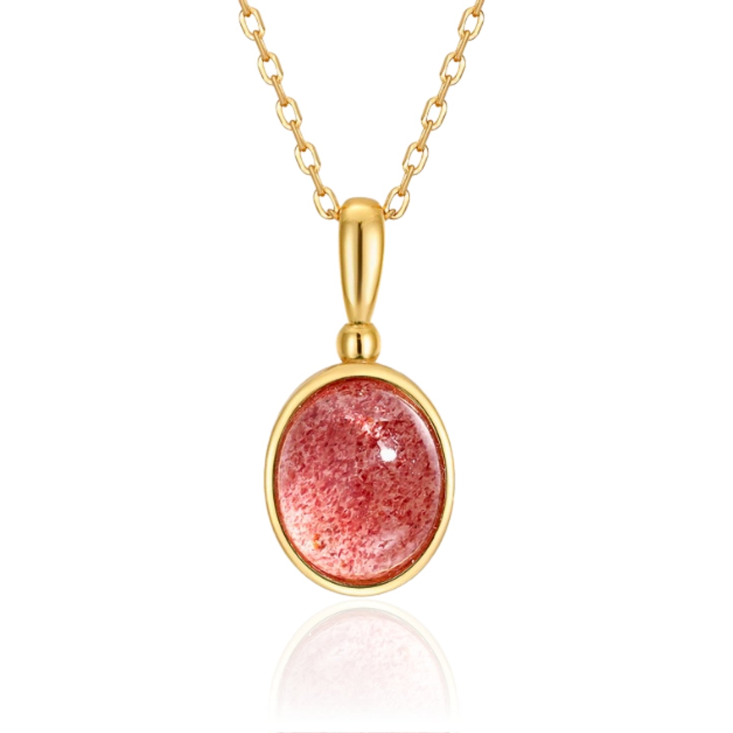 Strawberry Quartz Oval Cut Pendant Necklace