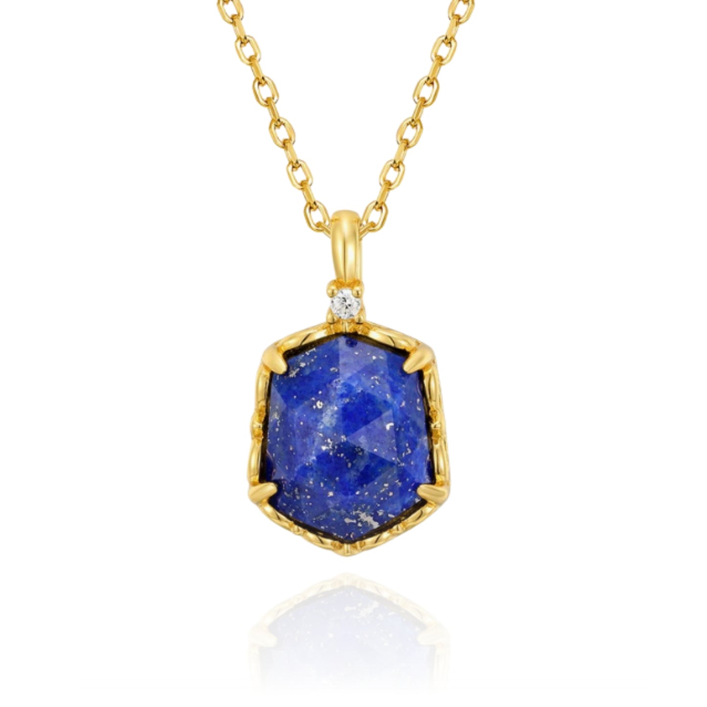 Lapis Lazuli Hexagon Pendant Necklace