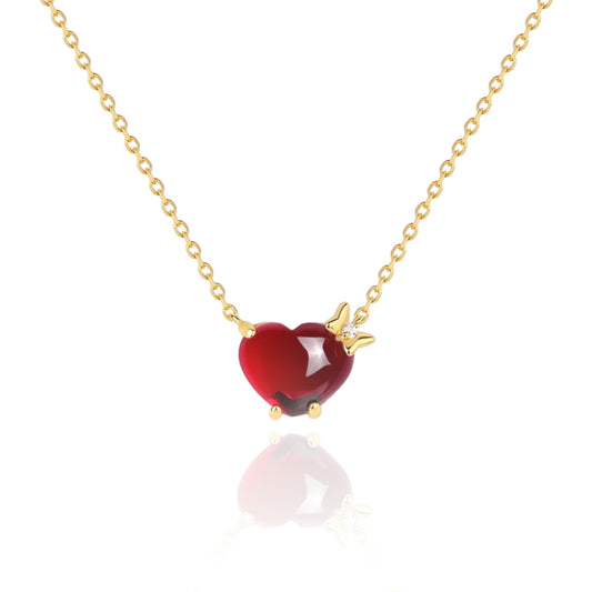 Garnet Heart Pendant Necklace