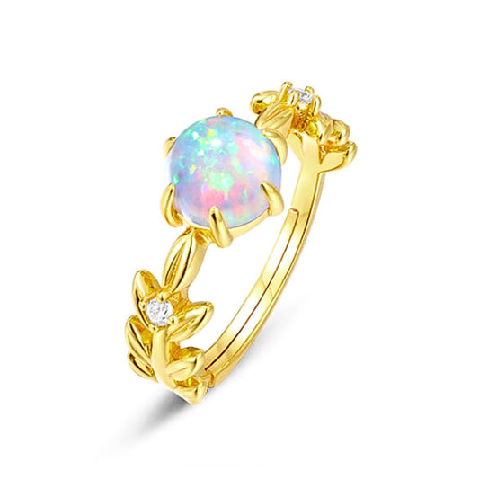 Opal Vintage Style Adjustable Ring