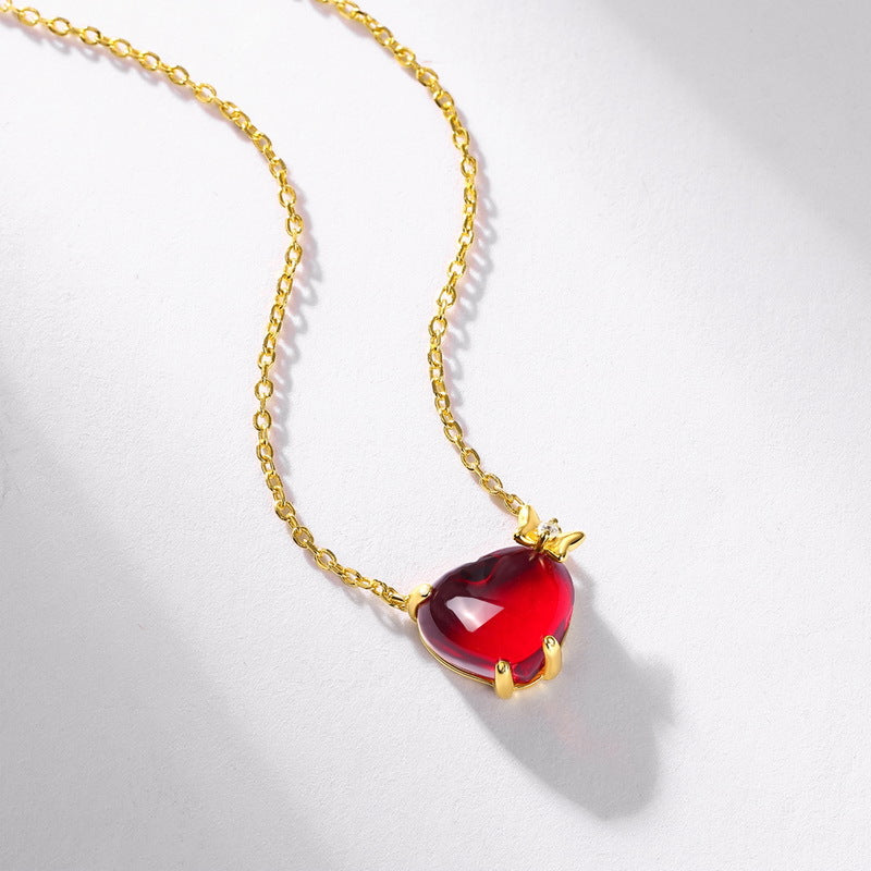 Garnet Heart Pendant Necklace