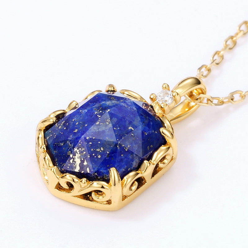 Lapis Lazuli Hexagon Pendant Necklace