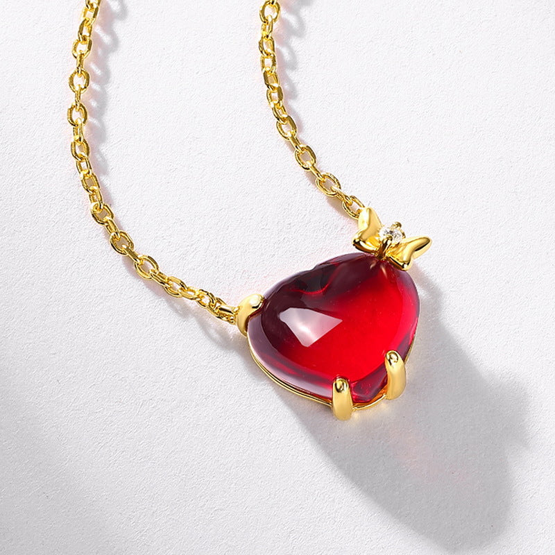 Garnet Heart Pendant Necklace