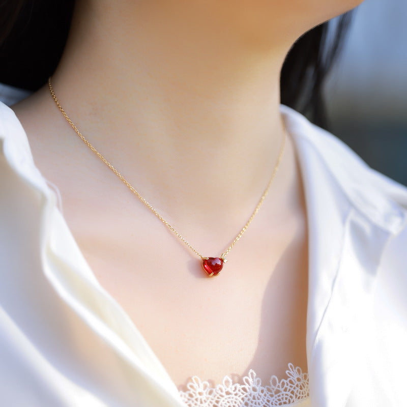 Garnet Heart Pendant Necklace