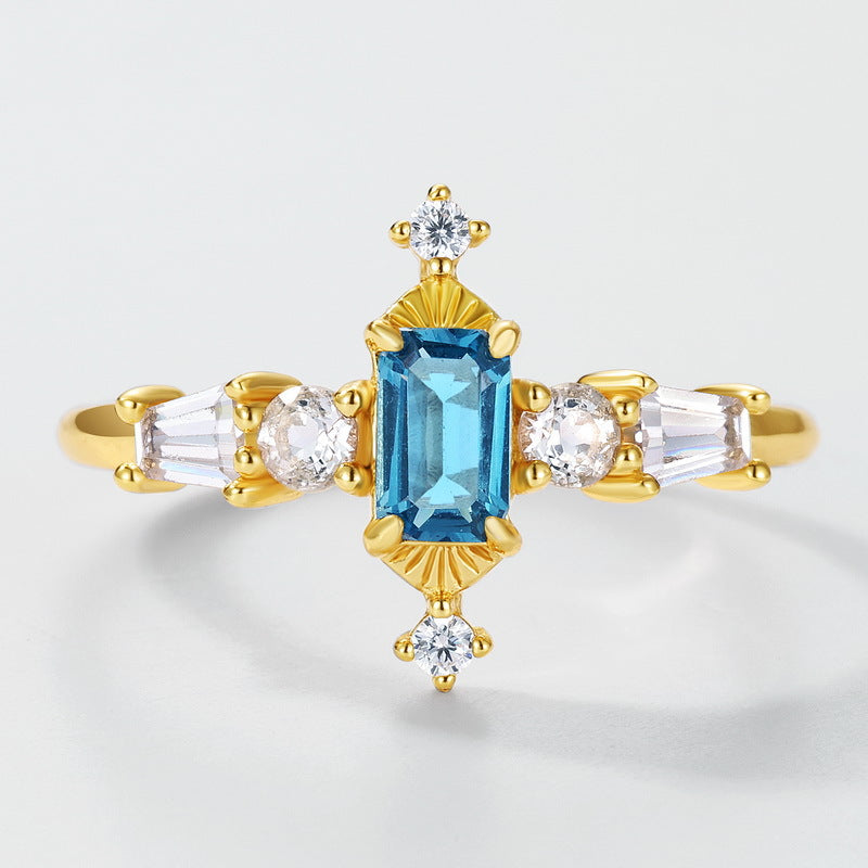 Blue Topaz Vintage Style Adjustable Ring