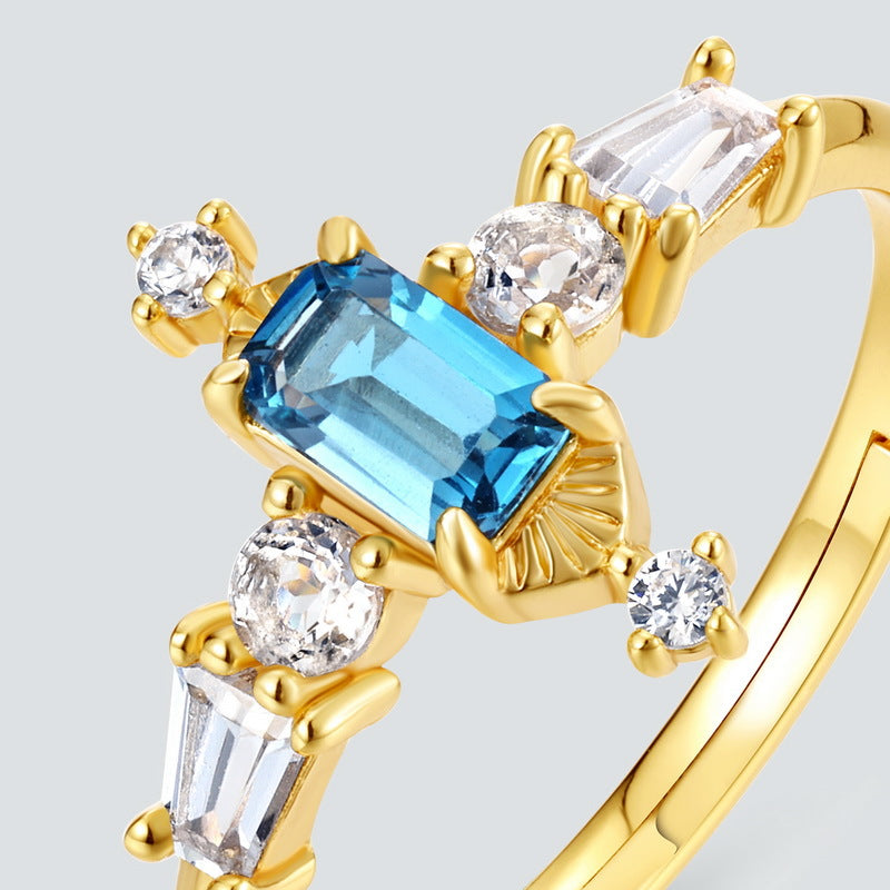 Blue Topaz Vintage Style Adjustable Ring