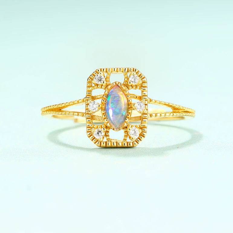 Crystal Vintage Style Adjustable Ring