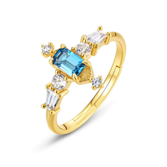 Blue Topaz Vintage Style Adjustable Ring