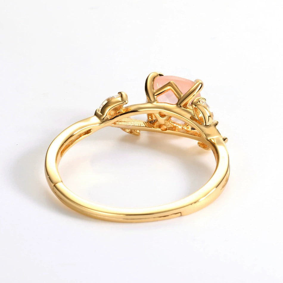 Rose Quartz Cushion Cut Vintage Style Adjustable Ring