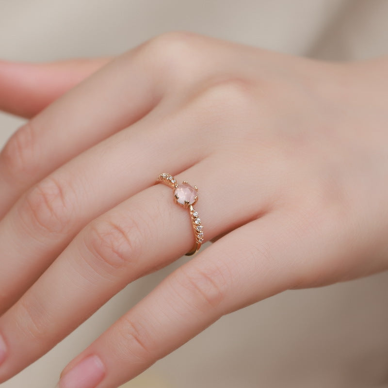 Rose Quartz Dainty Adjustable Ring